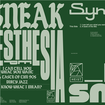 DJ Sneak - Synesthesia EP - Heist Recordings