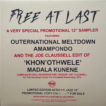 Free At Last 12" Sampler w/ Joe Clausell Edit - VA - Ononaiye Center For Increased Awareness